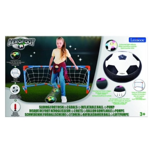 But de football rechargeable avec effet aéroglisseur et lumières LED, bords amortisseurs, 2 buts