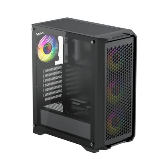 Yeyian VAULT YCM-APVAU-G1 ATX-Gaming-PC-Gehäuse, gehärtetes Glas, schwarzer Stahl, 4 Lüfter