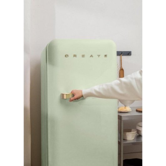 Create Frigorífico Una Puerta Retro 281L 150cm  ECO R600a Verde/Oro D