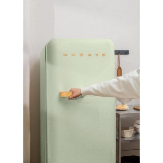 Create Frigorífico Una Puerta Retro 281L 150cm  R600a Verde/Madera D