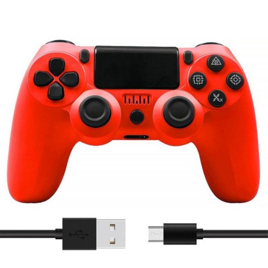 Kinsi Mando inalámbrico Bluetooth Compatible PS4/PC/PS2/PS3 Vibración Dual Batería 600mAh 8h Antideslizante Rojo