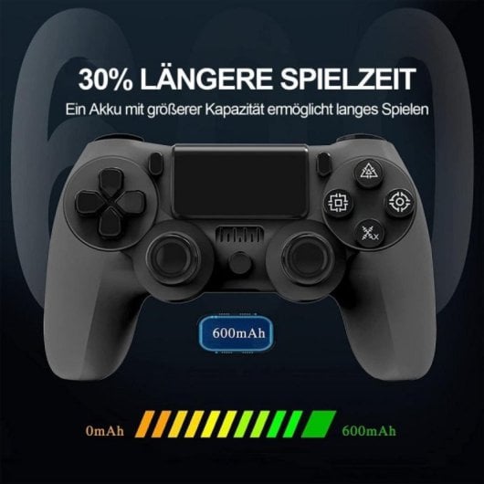 Kinsi Mando inalámbrico Bluetooth Compatible PC/PS2/PS3/PS4 Vibración Dual Batería 600mAh Antideslizante
