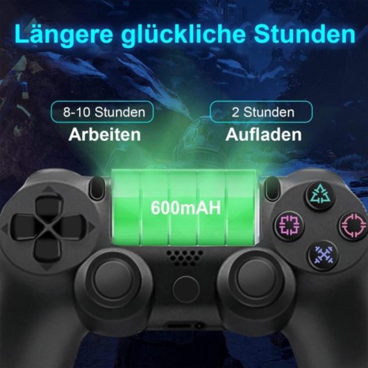 Kinsi Mando inalámbrico Bluetooth Compatible PC/PS2/PS3/PS4 Vibración Dual Batería 600mAh Antideslizante