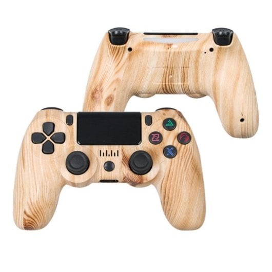 Kinsi Mando Bluetooth inalámbrico Compatible PC/PS2/PS3/PS4 Vibración Dual 600mAh Antideslizante Madera