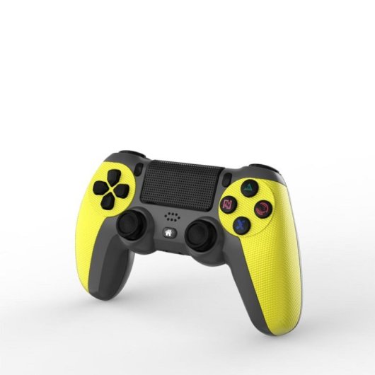 Kinsi Mando inalámbrico Bluetooth PS4 600mAh Dual Shock vibración material antideslizante Negro/Amarillo
