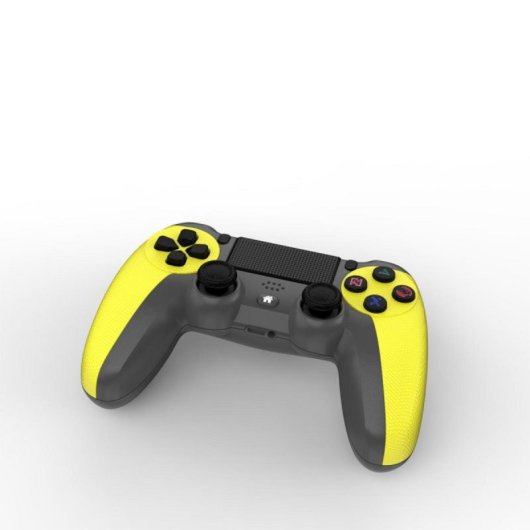 Kinsi Mando inalámbrico Bluetooth PS4 600mAh Dual Shock vibración material antideslizante Negro/Amarillo