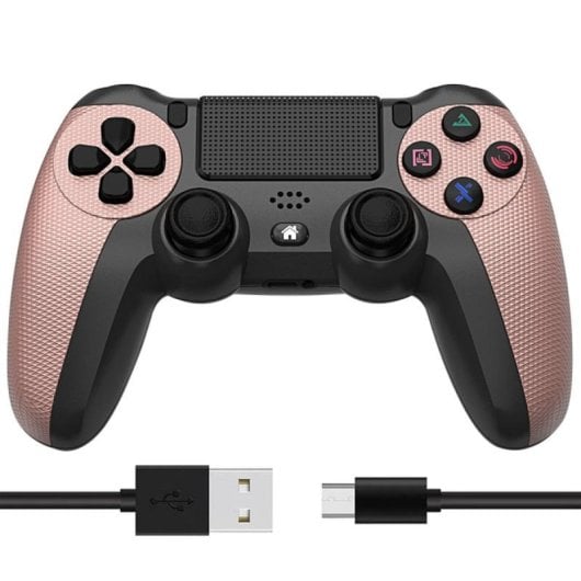 Kinsi Joystick inalámbrico Bluetooth Compatible PS4 Vibración Dual Batería 600mAh Antideslizante Negro/Bronce