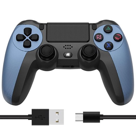 Kinsi Mando inalámbrico para PS4 Bluetooth Batería 600mAh Vibración Dual Ergonomía Antideslizante Negro/Azul