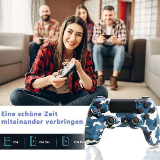 Kinsi Mando inalámbrico compatible PS4 Bluetooth Doble Motor Vibración 600mAh Antideslizante Camuflaje