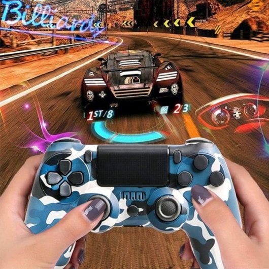Kinsi Mando inalámbrico compatible PS4 Bluetooth Doble Motor Vibración 600mAh Antideslizante Camuflaje