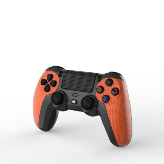 Kinsi Joystick inalámbrico compatible con PS4 Bluetooth doble vibración batería 600mAh antideslizante Negro/Naranja