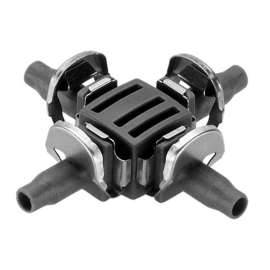 Unión en Cruz Gardena Micro-Drip 4.6mm Quick & Easy Plástico Gris Pack 10 unidades