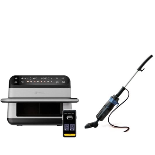 Origial Pack FRYFIT 10L DUAL WIFI Freidora de Aire 10L Dual Wi-Fi 2800W Inox + CycloneClean 600W Aspirador Escoba con Ca
