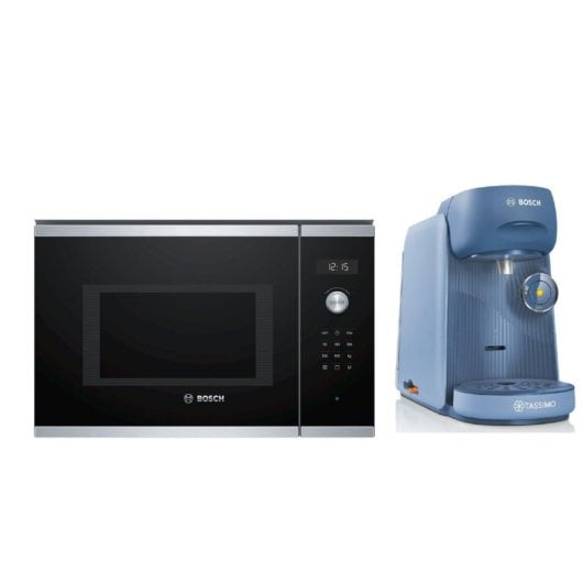 Bosch Serie 6 BEL554MS0 Microondas Integrable 25L 900W Negro/Inox + Cafetera de Cápsulas Bosch Tassimo Finesse TAS16B514