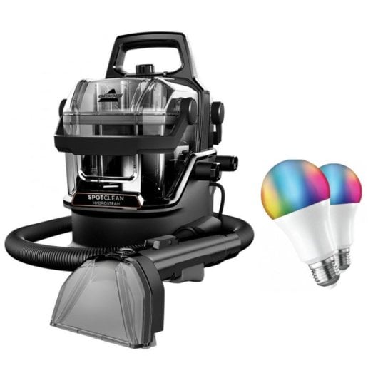 Bissell SpotClean HydroSteam Select Aspirador Quitamanchas para Tapicerías 1000W + Muvit iO Pack 2 Bombillas Inteligente