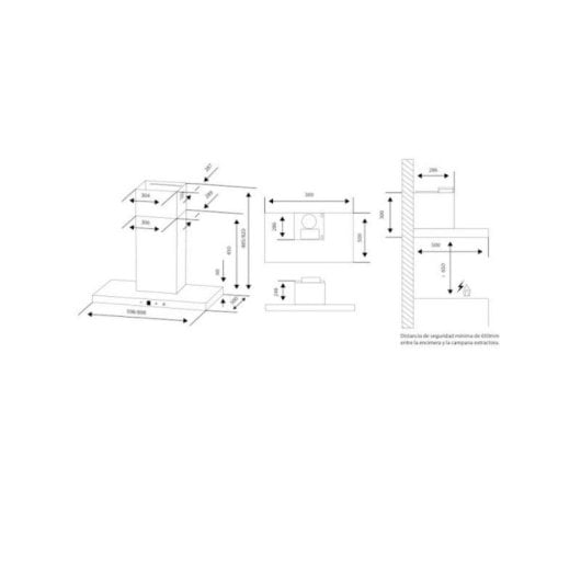 Exaustor Aspes ACPT600AN Vidro Preto 800 m³/h Tátil A Motor Duplo LED
