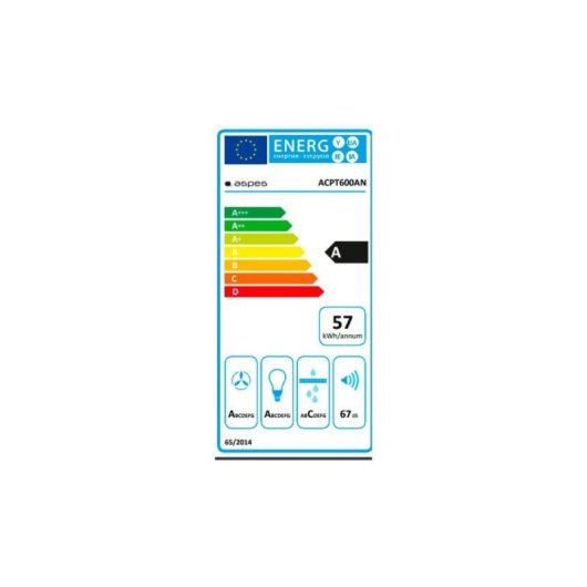 Exaustor Aspes ACPT600AN Vidro Preto 800 m³/h Tátil A Motor Duplo LED