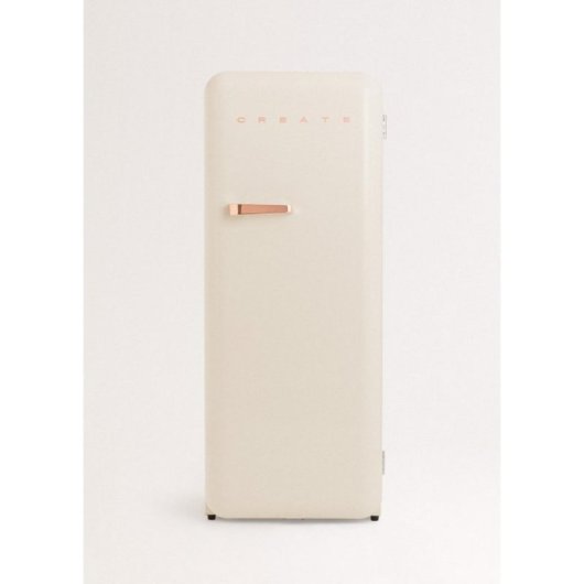 Create Frigorífico Una Puerta Retro 281L 150cm R600a Eco-Friendly Beige/Oro Rosa D