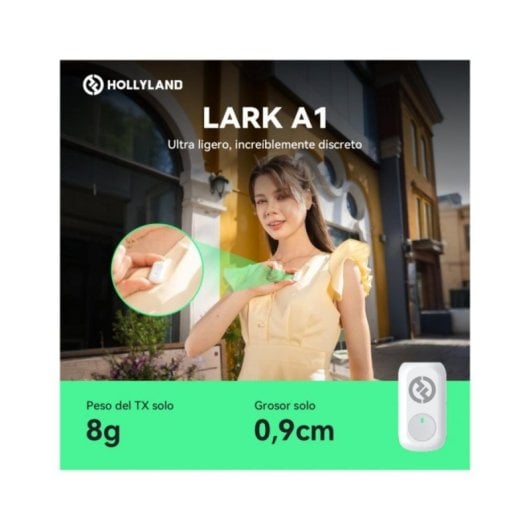 Micrófono inalámbrico Hollyland LARK A1 Duo 2TX 1RX USB-C Cancelación Ruido 32h