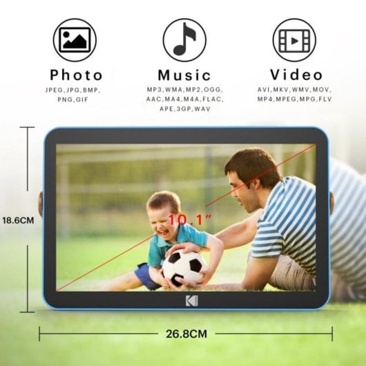 Cadre photo numérique Kodak RWF-108V 10,1 pouces, Wi-Fi double bande, écran tactile 32 Go, USB-C