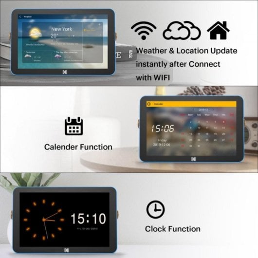 Cadre photo numérique Kodak RWF-108V 10,1 pouces, Wi-Fi double bande, écran tactile 32 Go, USB-C