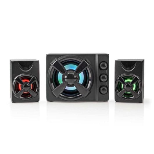 Systeme Audio Nedis GSPR31021BK 2.1 Canaux Subwoofer Haut-Parleurs LED RGB Noir