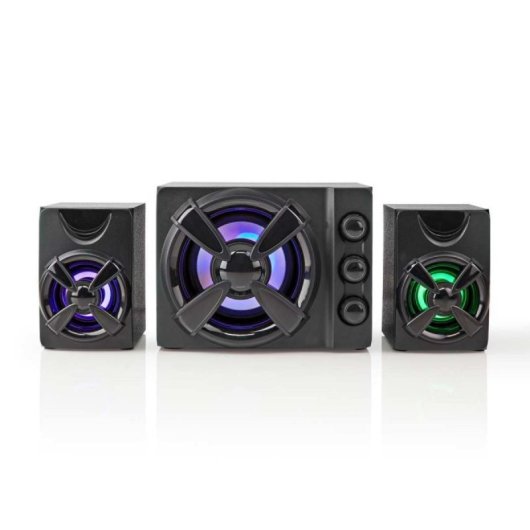 Systeme Audio Nedis GSPR31021BK 2.1 Canaux Subwoofer Haut-Parleurs LED RGB Noir