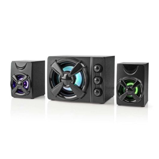 Systeme Audio Nedis GSPR31021BK 2.1 Canaux Subwoofer Haut-Parleurs LED RGB Noir