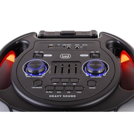 Altavoz para fiestas Trevi XF 1400 KB 100W Bluetooth USB LED portátil con TWS y MicroSD