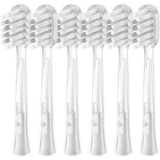 Set 6 Testine Ricambio Spazzolino Elettrico Laifen Wave Bianco Trasparente