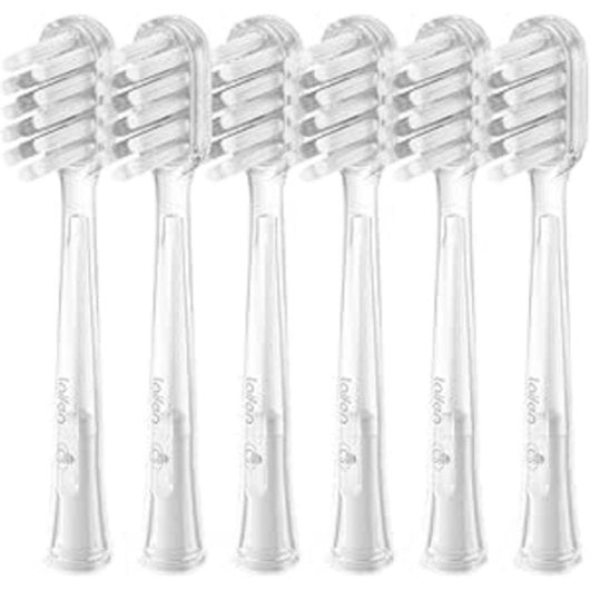 Set 6 Testine Ricambio Spazzolino Elettrico Laifen Wave Bianco Trasparente