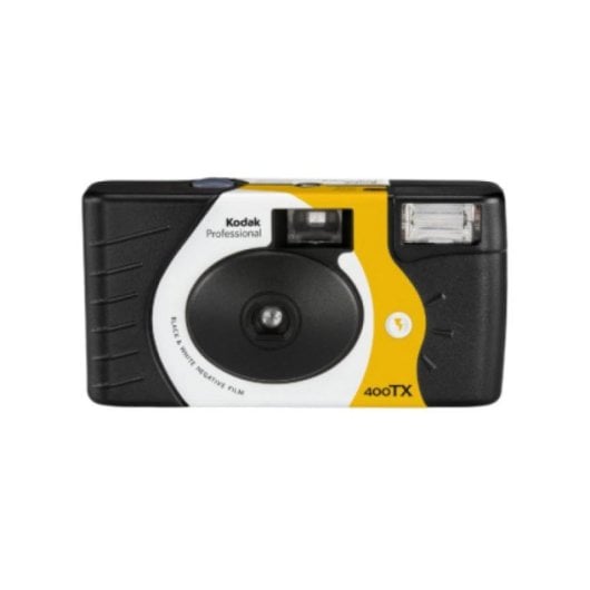 Einwegkamera Kodak Tri-X 400 B&W Schwarz Weiß Gelb mit integriertem Blitz und Aufhängeverpackung