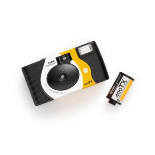 Einwegkamera Kodak Tri-X 400 B&W Schwarz Weiß Gelb mit integriertem Blitz und Aufhängeverpackung