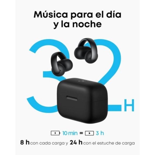 Auriculares Soundcore AeroClip True Wireless com IA e Bateria de Longa Duração Preto