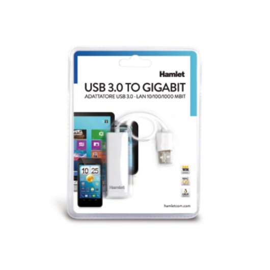 Scheda di Rete Hamlet HNU3GIGA USB Ethernet 1000 Mbit/s Bianco