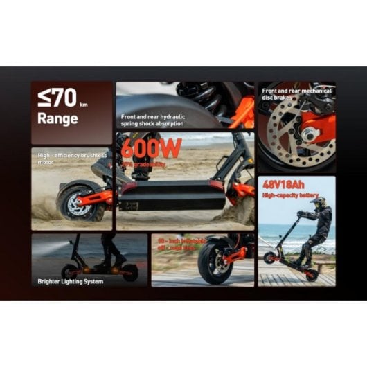 Patinete eléctrico JOYOR T6 600W 48V/18Ah 70km Suspensión Hidráulica Neumático 10 pulgadas