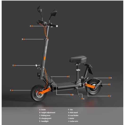 Trottinette électrique tout-terrain Joyor S8E 800 W 48 V 26 Ah, double suspension, freins hydrauliques, 10 pouces