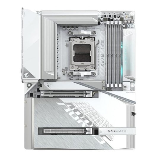 Placa base Gigabyte X870 AORUS Stealth ICE AM5 DDR5 PCIe 5.0 Wi-Fi 7 USB4 LAN 5 GbE