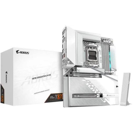 Placa base Gigabyte X870 AORUS Stealth ICE AM5 DDR5 PCIe 5.0 Wi-Fi 7 USB4 LAN 5 GbE