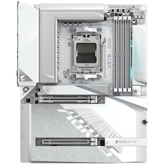 Placa base Gigabyte X870 AORUS Stealth ICE AM5 DDR5 PCIe 5.0 Wi-Fi 7 USB4 LAN 5 GbE