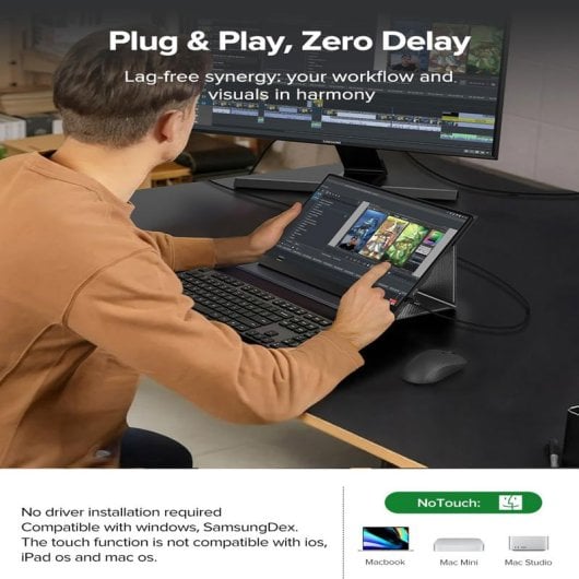 UPERFECT UP156TOUCH Monitor Tátil 15.6" 10 Pontos Capacitivo Ultrafino Mate Type-C FullHD