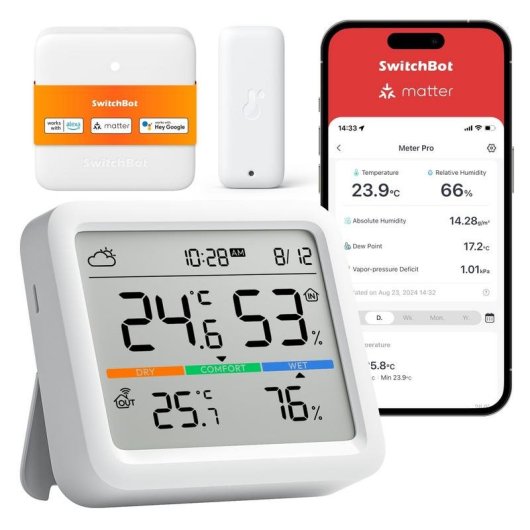 Estación Meteorológica SwitchBot Meter Pro Pantalla 9.2cm Bluetooth Blanca