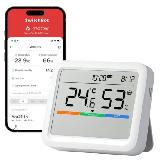 Estación Meteorológica SwitchBot Meter Pro Pantalla 9.2cm Sensor Exterior Bluetooth