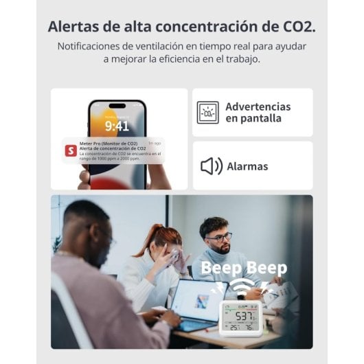 Monitor de Qualidade do Ar SwitchBot Mediator Pro CO2 Display 6-em-1 Precisão Alta App Alarme