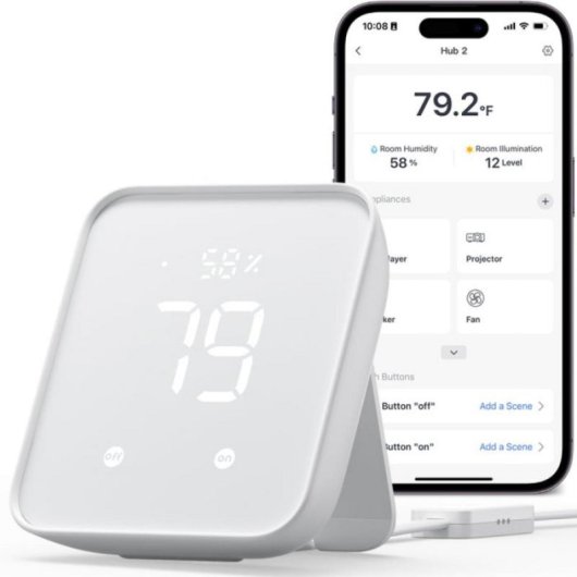 Hub inteligente SwitchBot Hub 2 Montado en pared Wi-Fi IR Alexa Google Assistant ABS Blanco 80x70x23mm