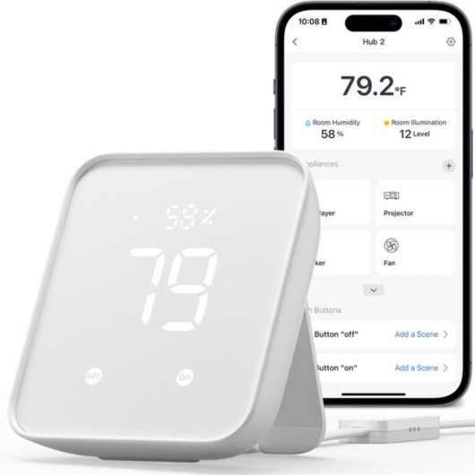 Hub inteligente SwitchBot Hub 2 Montado en pared Wi-Fi IR Alexa Google Assistant ABS Blanco 80x70x23mm