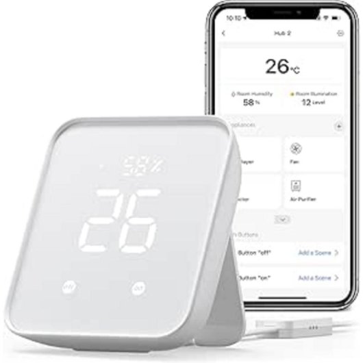 Hub inteligente SwitchBot Hub 2 Montado en pared Wi-Fi IR Alexa Google Assistant ABS Blanco 80x70x23mm