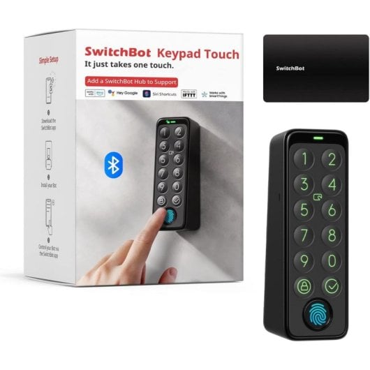 Cerradura inteligente SwitchBot Keypad Touch huella dactilar código IP65 inalámbrica negra