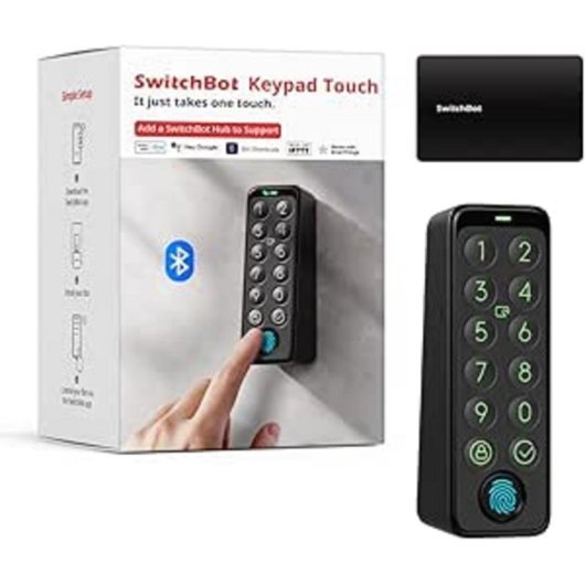 Cerradura inteligente SwitchBot Keypad Touch huella dactilar código IP65 inalámbrica negra