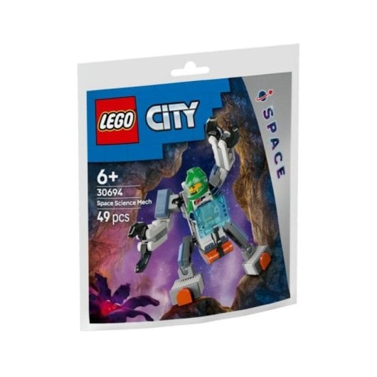 Conjunto de robôs de ciência espacial LEGO City 30694, minifigura de cientista futurista com braço articulado